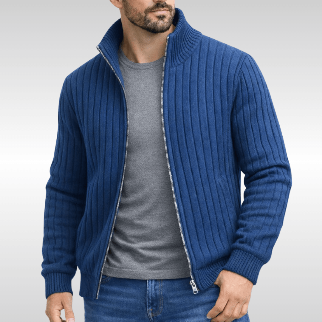 Herren Strickjacke mit Reissverschluss und Stehkragen