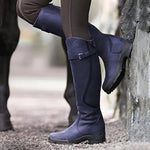 Cataleya Damen Kniehohe Lederstiefel mit Schnallenriemen