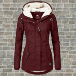 Warme Damenjacke mit Kapuze und Fleecefutter für den Winter
