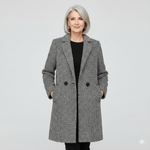 Rebeka Longline Hahnentritt-Wollmantel mit Reverskragen für Damen