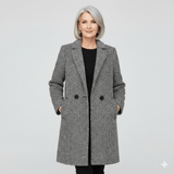 Rebeka Longline Hahnentritt-Wollmantel mit Reverskragen für Damen