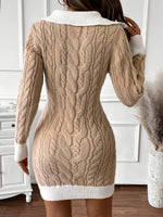 Adelia Zopfmuster-Strickkleid mit Kontrastkragen für Damen