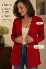 Linevalle Langer Blazer mit V-Ausschnitt und Einknopfverschluss für Damen aus Polyester