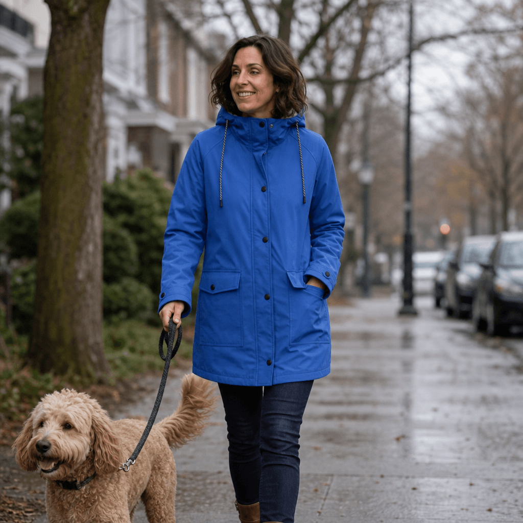 Wasserdichte Kapuzenjacke mit Plüschfutter für Damen