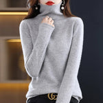 Damen Rollkragen Wollpullover aus Feinstrick mit Merinowolle