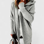 Rosalynne Oversize Strickjacke mit Kapuze für Damen in Knielänge