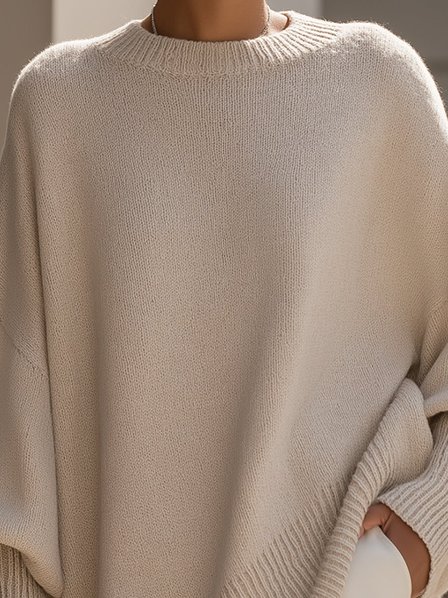 Samantha Oversized Strickpullover Damen mit Fledermausärmeln Lang