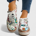 Olisette Damen Komfortschuhe mit Blumenstickerei und Plateausohle