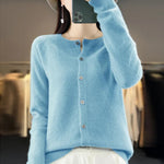 Strickjacke mit Knopfleiste und Rollkragen-Optik für Damen