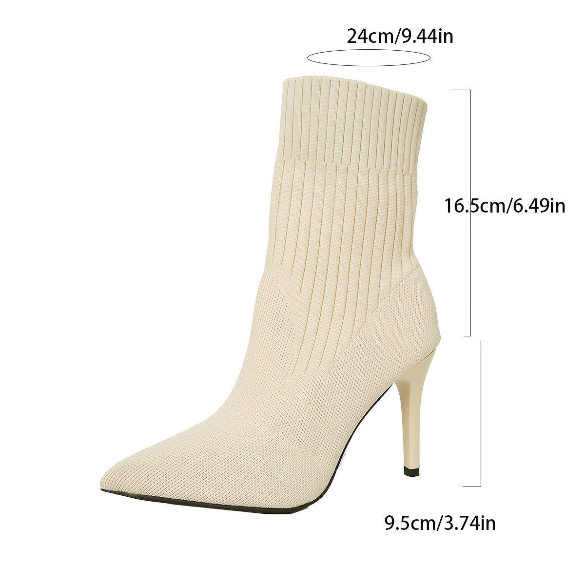 Damen Stiefeletten mit spitzer Zehe und Stiletto-Absatz aus Strickmaterial