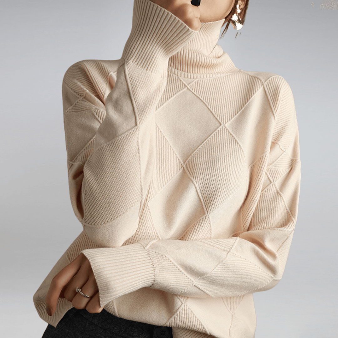 Renata Langer Rollkragenpullover Damen aus Baumwolle mit Rippstrick