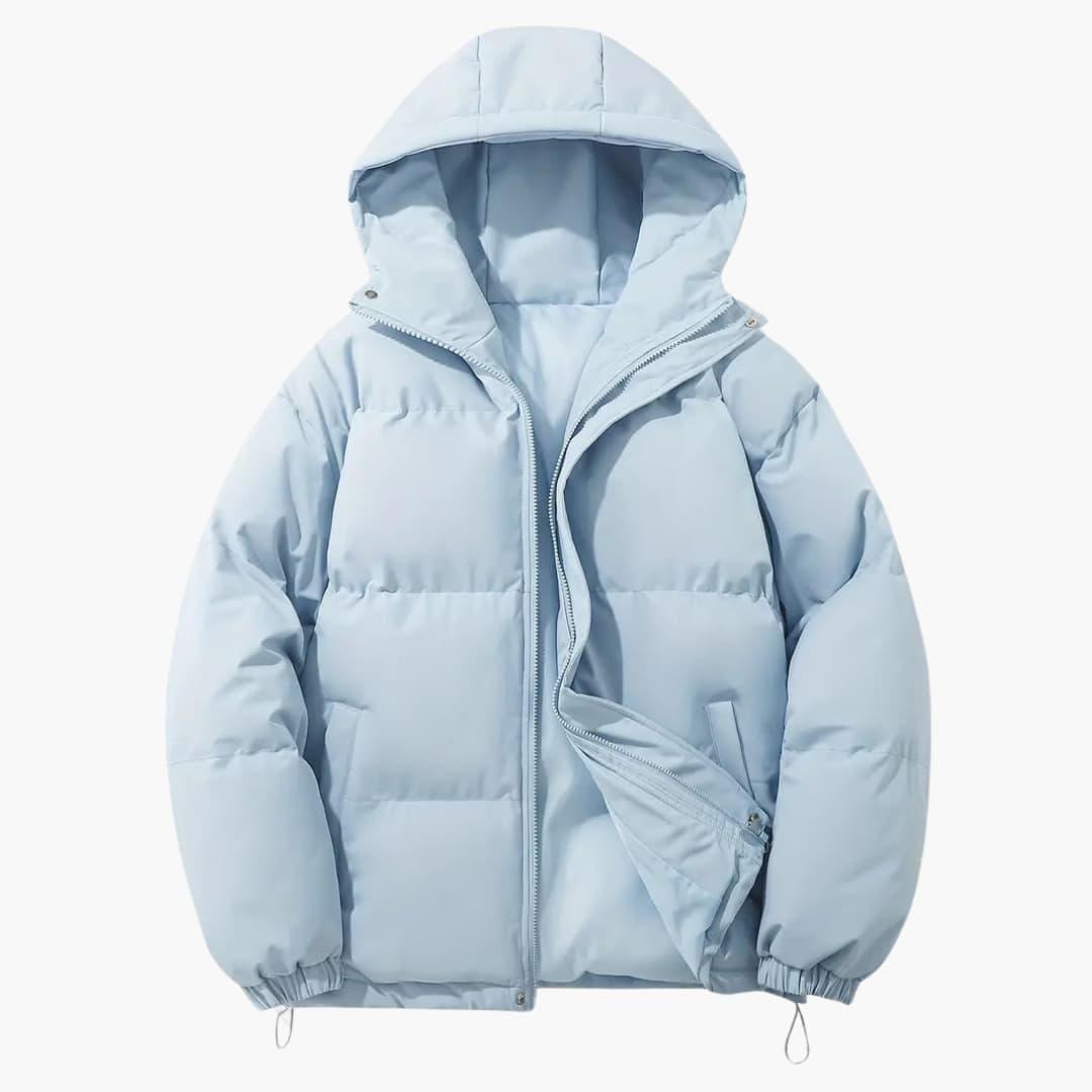 Warme Damen-Winterjacke mit Kapuze Reissverschluss und Kordelzugsaum