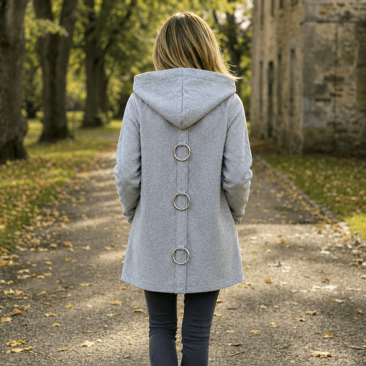 Damen Strickjacke mit Kapuze und Knopfleiste im Longline-Schnitt