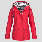 Wasserdichte Damen-Regenjacke mit Kapuze und Reissverschluss aus Polyester