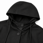 Kapuzen-Midi-Trenchcoat für Damen aus Baumwollmischung mit Kordelzug in der Taille
