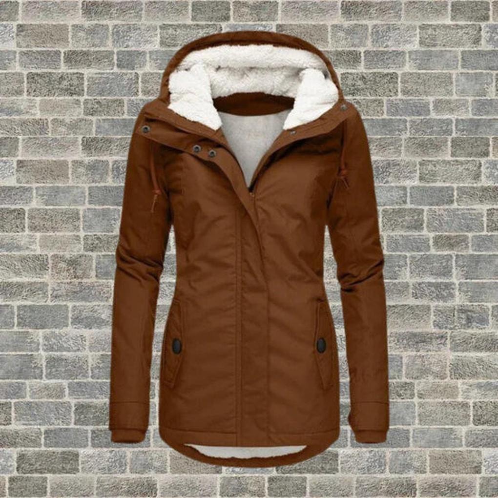 Warme Damenjacke mit Kapuze und Fleecefutter für den Winter