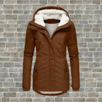 Warme Damenjacke mit Kapuze und Fleecefutter für den Winter