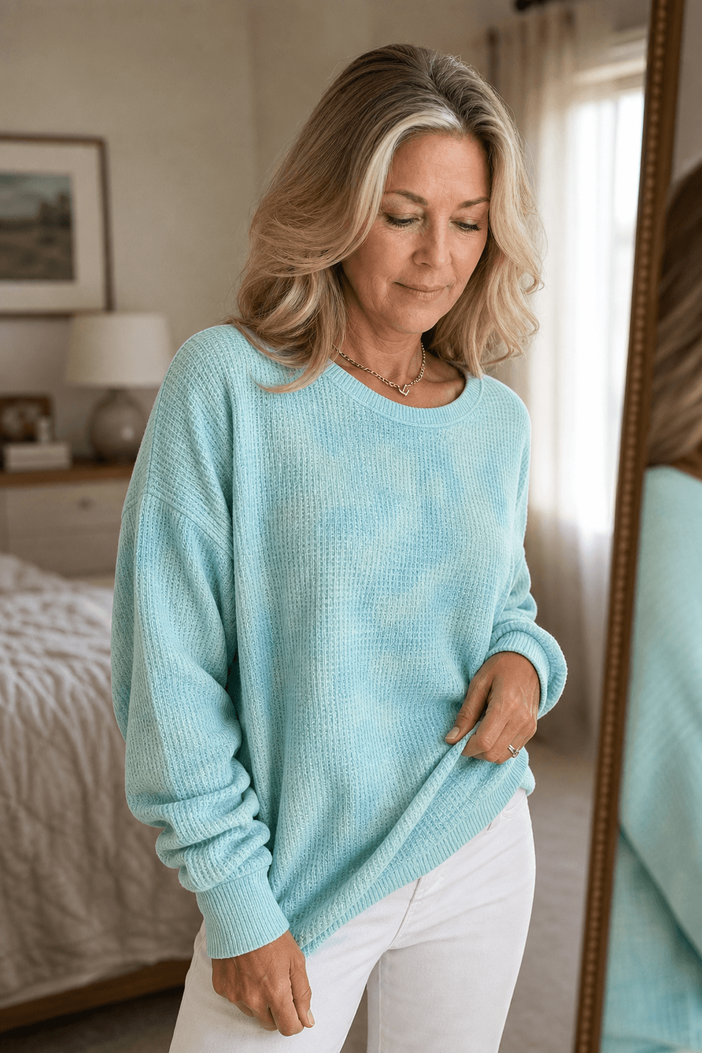 Oversized Strickpullover mit Waffelmuster und lockerer Passform