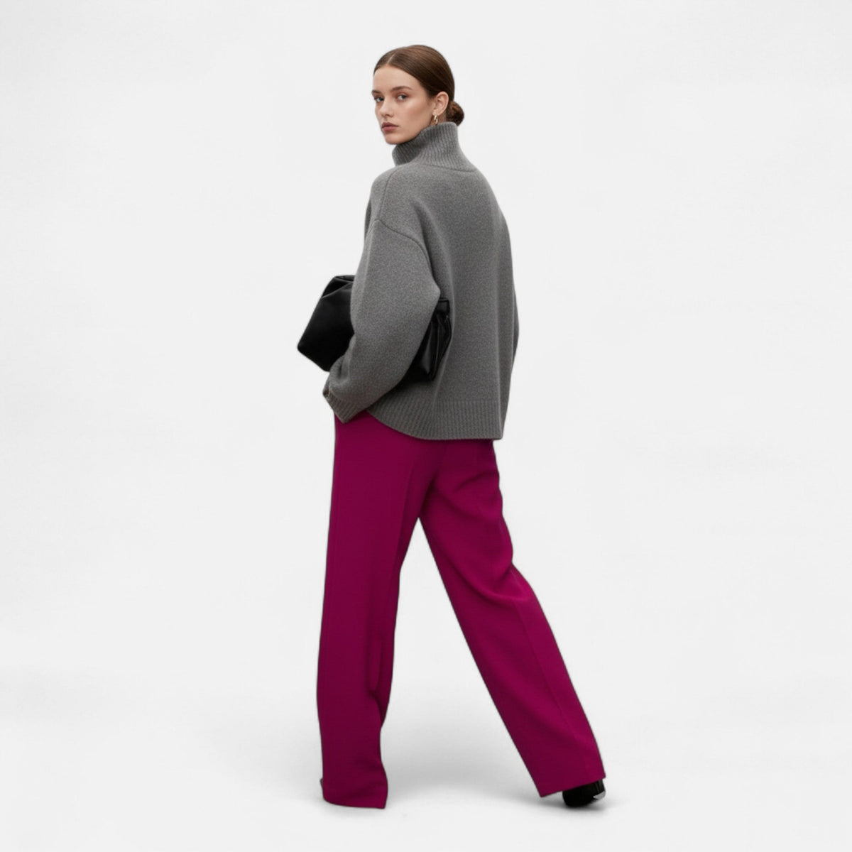 Damen Wollpullover mit Rollkragen und Raglanärmeln