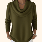Vânia Wasserfallausschnitt Damenpullover mit Rippstrick