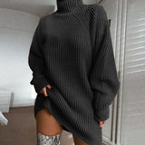Sephira Oversized Rollkragen Longpullover für Damen mit Rippstrick