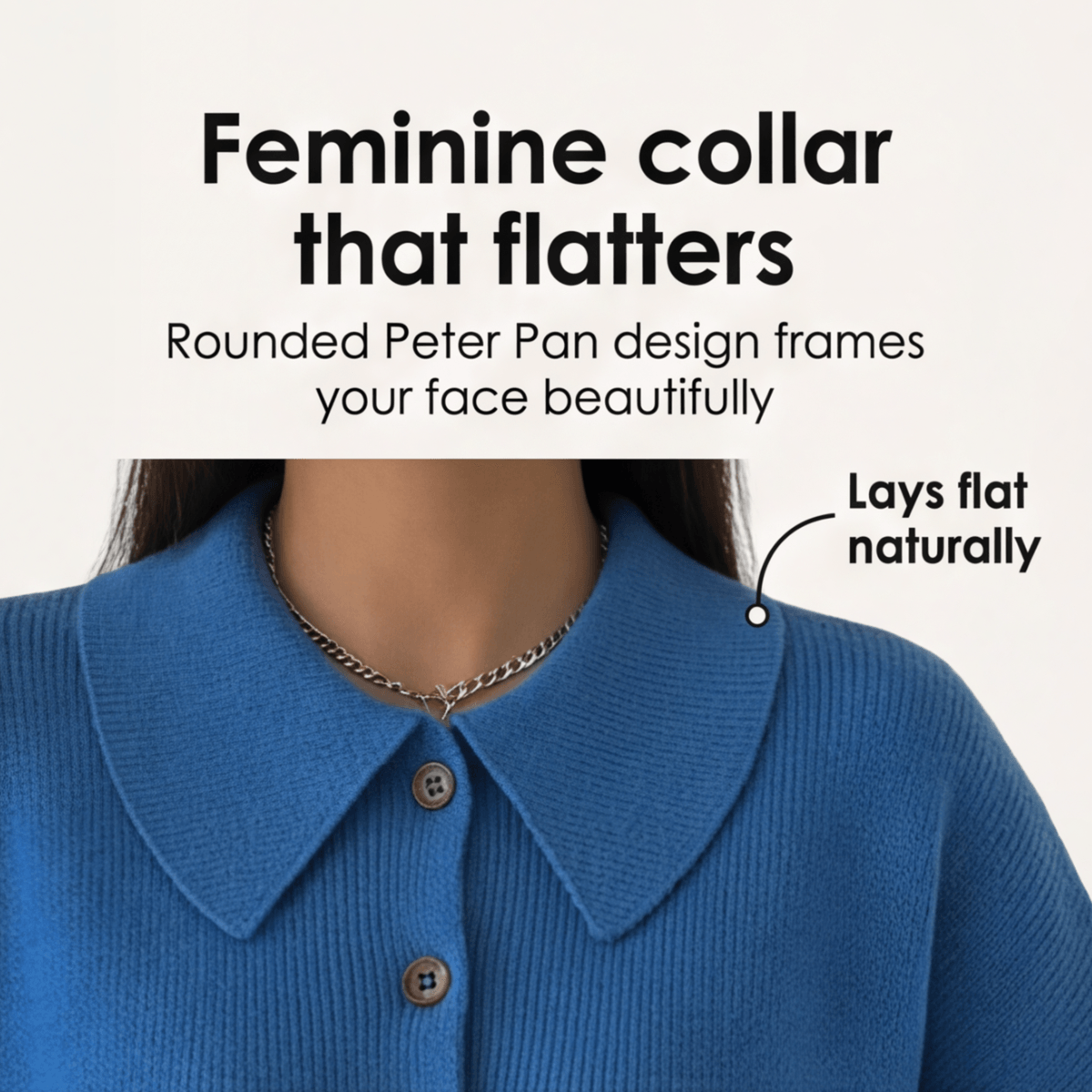Strickjacke mit Peter-Pan-Kragen und Knopfleiste für Damen