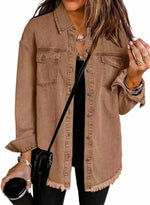 Wilda Oversized Jeansjacke im Mantel-Look mit Fransensaum