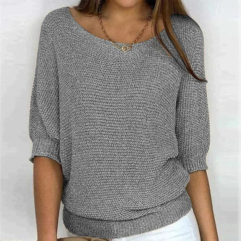 Damen Wollpullover mit lockerem Schnitt und Rundhalsausschnitt