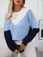 Norweger-Style Zopfmuster Damenpullover im Colour-Blocking-Design