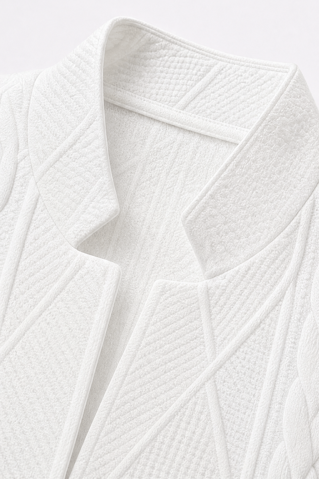 Strukturierter Strick-Blazer für Damen mit Stehkragen und offener Front