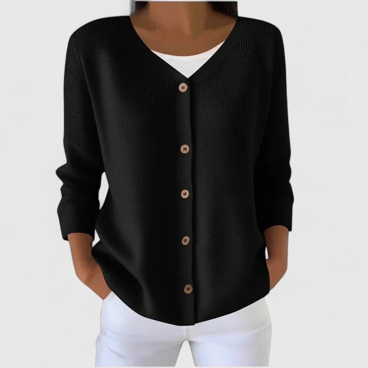 Wena V-Ausschnitt Strickjacke mit Knopfleiste für Damen