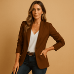 Tailliert Geschnittener Damen-Blazer mit Einknopfverschluss aus Polyester