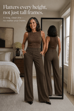 Weites Damen-Businesshose mit hoher Taille und Bundfalte