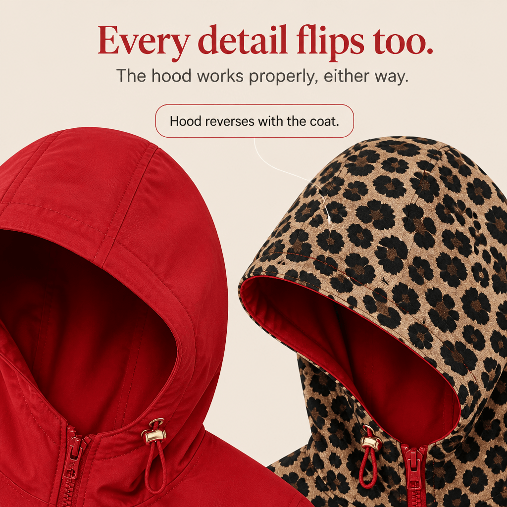 Wendbare Kapuzenjacke mit Leoparden-Print für Damen