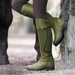 Cataleya Damen Kniehohe Lederstiefel mit Schnallenriemen