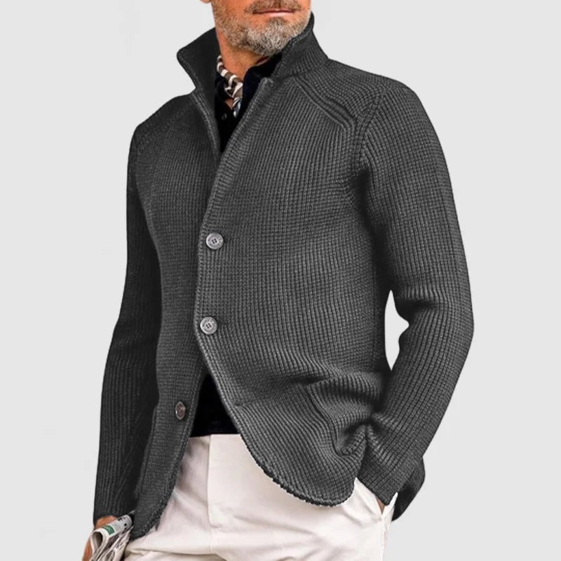 Daniel Strickjacke Herren Pullover mit Stehkragen und Knopfleiste