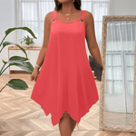 Ärmelloses Midikleid mit Trägern für Frauen im Herbst mit asymmetrischem Saum