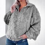 Damen Fleece-Pullover mit Stehkragen und Struktur-Optik