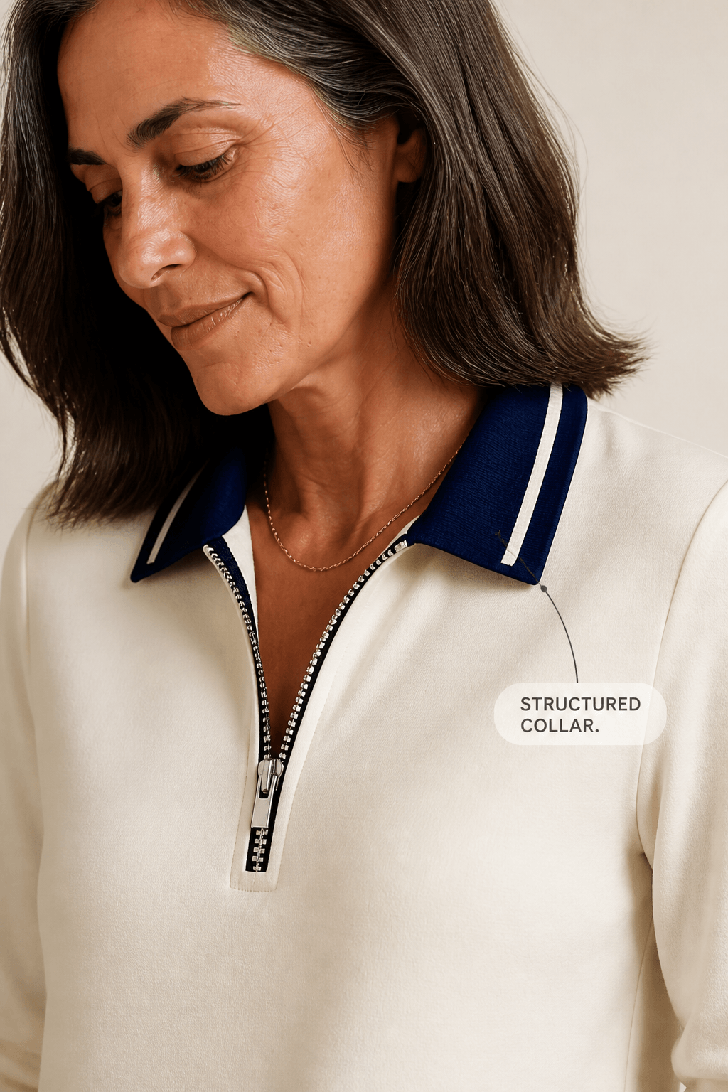 Damen Sweatkleid mit Kragen und Reissverschluss am Ausschnitt