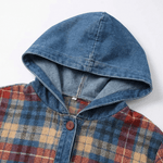 Weslyn Karierte Hemdjacke mit Kapuze und Denim-Kontrast
