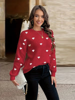 Herzmuster Strickpullover mit Rundhalsausschnitt für Damen