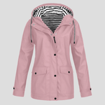 Wasserdichte Damen-Regenjacke mit Kapuze und Reissverschluss aus Polyester