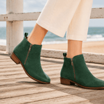 Damen Ankle Boots mit Seitlichem Reissverschluss und Blockabsatz