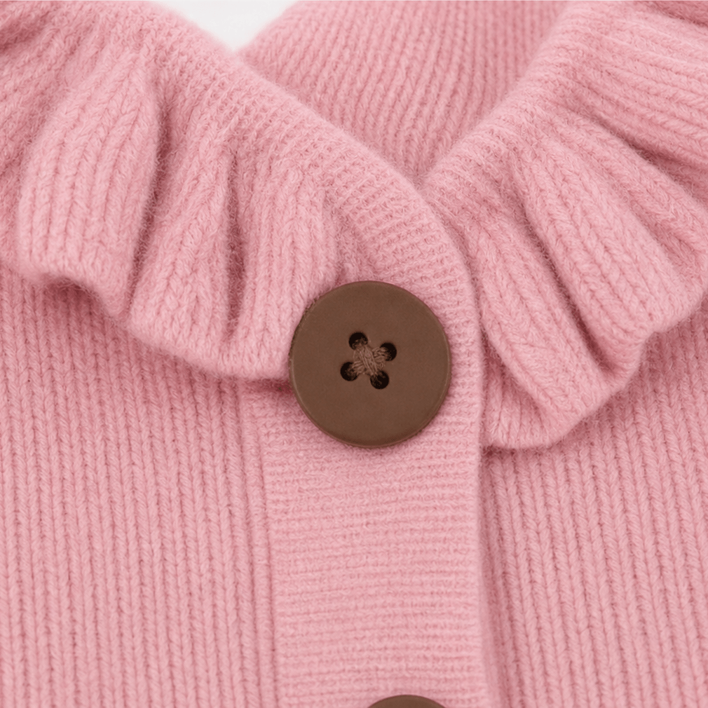 Rüschenkragen-Strickjacke aus weichem Feinstrick für Damen