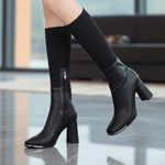 Flexara Damen Winterstiefel mit Strickschaft und Blockabsatz