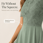Blumen-Midikleid für Damen aus Spitze mit Chiffon-Rock und kurzen Ärmeln