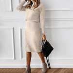 Rippstrick-Pulloverkleid mit Rollkragen für Damen im Herbst
