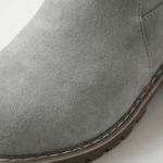 Damen Stiefeletten aus Veloursleder-Optik mit Schnalle und Blockabsatz