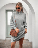 Sephira Oversized Rollkragen Longpullover für Damen mit Rippstrick