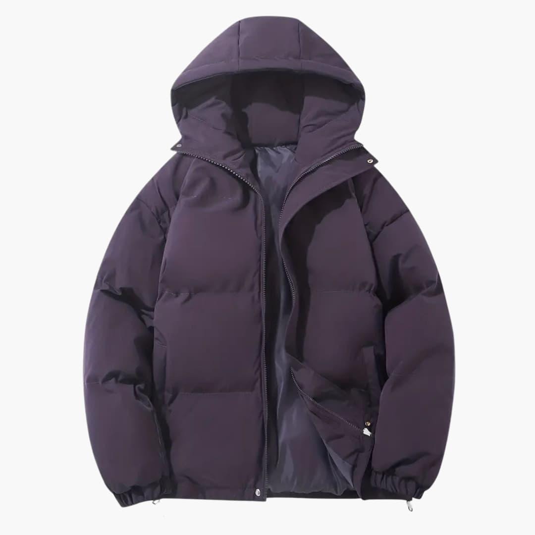Warme Damen-Winterjacke mit Kapuze Reissverschluss und Kordelzugsaum